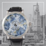 Blue Marble Men’s Watch with Arabic Numerals<br><div class="desc">Blue Marble Men’s Watch with Arabic Numerals – Custom Leather Strap Timepiece – Groom, Anniversary, Holidays or Eid Gift. ✨ Celebrate timeless style with this Blue Watercolor Marble Men’s Watch, featuring a black leather strap, vintage alloy case, and a marbled dial accented by elegant Arabic numerals. A beautifully personalized timepiece...</div>