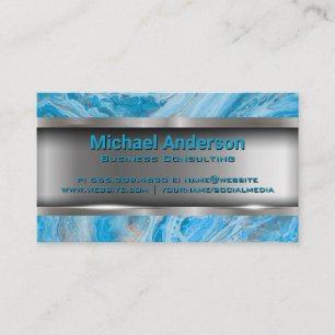Blue Marble Metallic Business Card