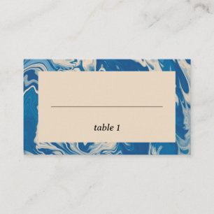 Blue Marble Modern Coastal Wedding Place Card