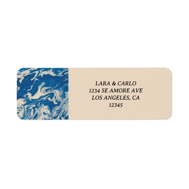 Blue Marble Modern Coastal Wedding Return Address (Front)