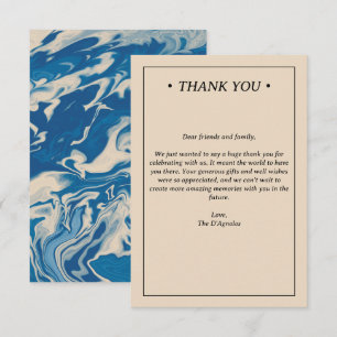 Blue Marble Modern Coastal Wedding Thank You Card