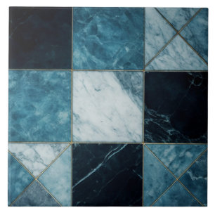 Blue Marble Mosaic Ceramic Tile - 9 Unique Tiles