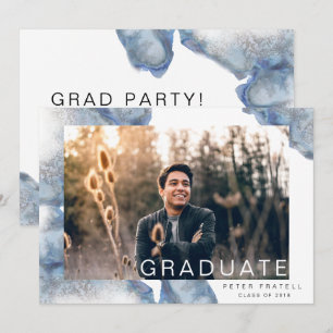 Blue Marble Ombre Graduation Announcement