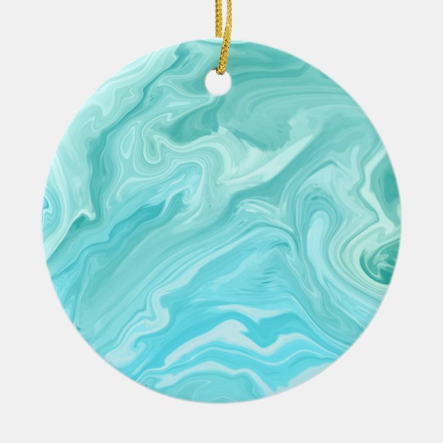 Blue Marble Pattern Ceramic Ornament (Front)