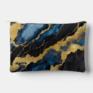 Blue Marble Pattern with Gold Accessory Pouch
