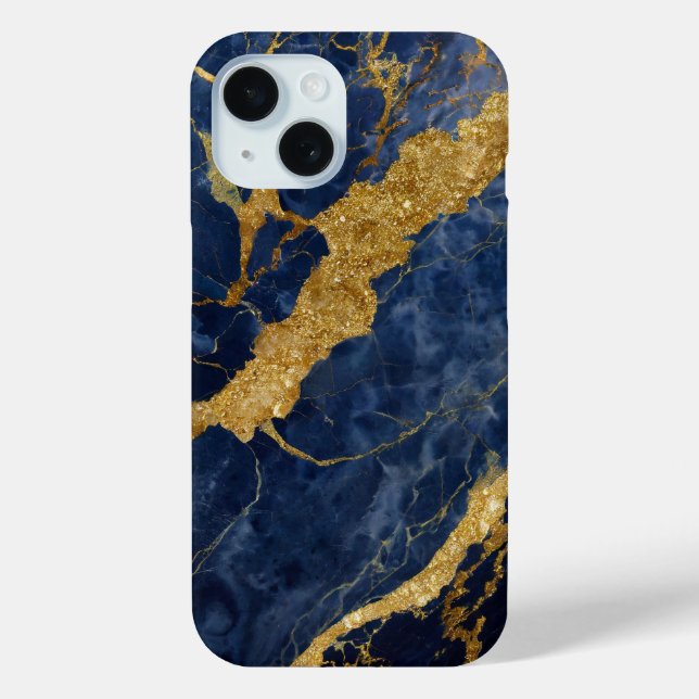 Blue Marble Pattern with Gold Case-Mate iPhone Case (Back)