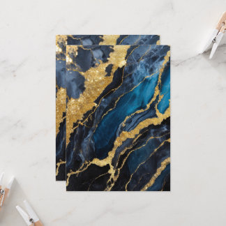 Blue Marble Pattern with Gold Invitation