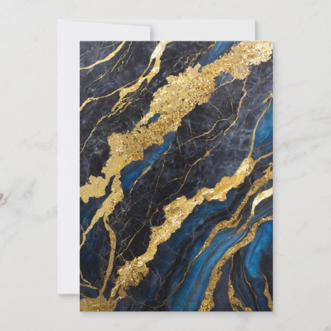 Blue Marble Pattern with Gold Invitation (Front)
