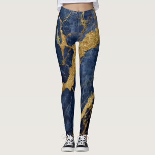 Blue Marble Pattern with Gold Leggings