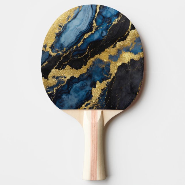 Blue Marble Pattern with Gold Ping Pong Paddle (Front)