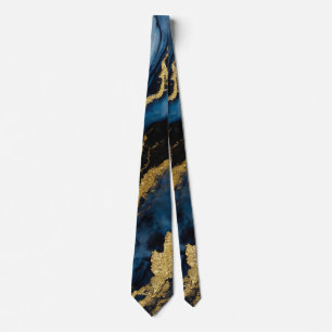 Blue Marble Pattern with Gold Tie