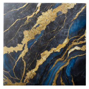 Blue Marble Pattern with Gold Tile