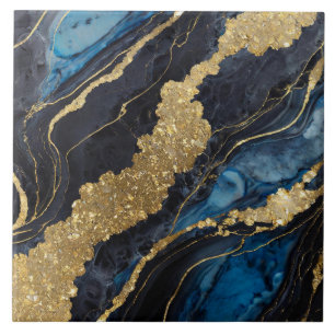 Blue Marble Pattern with Gold Tile