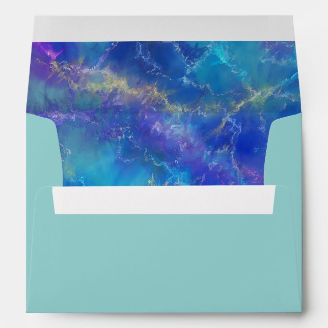 Blue Marble Pattern With Monogram  Envelope (Back (Bottom))