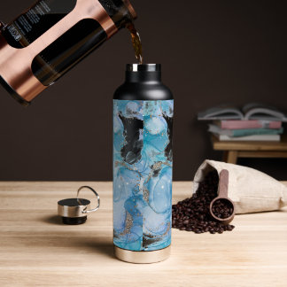 Blue Marble Patterned Thor Copper Vacuum 32 oz Water Bottle