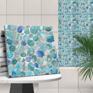 Blue Marble Pebble stones pattern Tile