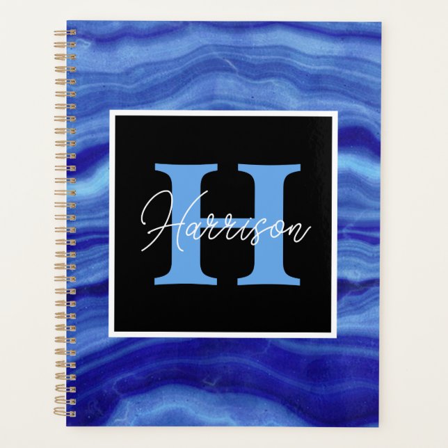Blue Marble Personalized Monogram Name Planner (Front)