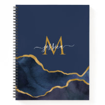 Blue Marble Personalized Monogram Notebook
