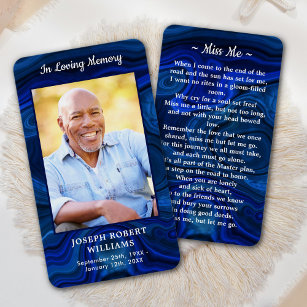 Blue Marble Photo Funeral Memorial Prayer Card