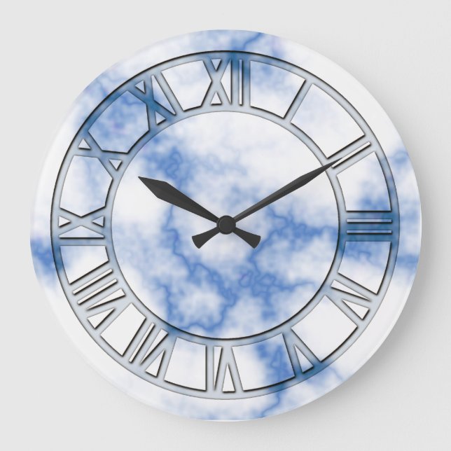 Blue Marble Print Wall Clock (Front)