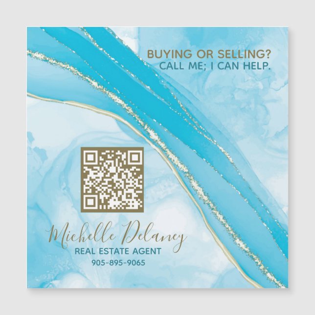Blue Marble Real Estate Agent Promo Magnet QR code (Front)