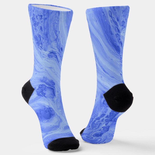Blue Marble Slab Fun Cozy Socks (Angled)