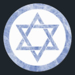 Blue Marble Star of David Classic Round Sticker<br><div class="desc">A Star of David in beautiful blue marble texture with matching border.</div>