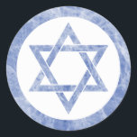 Blue Marble Star of David Classic Round Sticker<br><div class="desc">A Star of David in beautiful blue marble texture with matching border.</div>