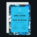Blue Marble Star of David Custom Bar Bat Mitzvah Invitation<br><div class="desc">Perfect card to announce a bat mitzvah, bar mitzvah or other Jewish celebration! Hand made abstract art for you on the front and back side! FULLY CUSTOMIZABLE! Click on “Personalize” above to edit the text. Click "edit using design tool" to adjust the fonts, colours and placements and to delete the...</div>