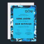 Blue Marble Star of David Custom Bar Bat Mitzvah Invitation<br><div class="desc">Perfect card to announce a bat mitzvah, bar mitzvah or other Jewish celebration! Hand made abstract art for you on the front and back side! FULLY CUSTOMIZABLE! Click on “Personalize” above to edit the text. Click "edit using design tool" to adjust the fonts, colours and placements and to delete the...</div>