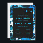 Blue Marble Star of David Custom Bar Bat Mitzvah Invitation<br><div class="desc">Perfect card to announce a bat mitzvah, bar mitzvah or other Jewish celebration! Hand made abstract art for you on the front and back side! FULLY CUSTOMIZABLE! Click on “Personalize” above to edit the text. Click "edit using design tool" to adjust the fonts, colours and placements and to delete the...</div>
