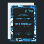 Blue Marble Star of David Custom Bar Bat Mitzvah Invitation<br><div class="desc">Perfect card to announce a bat mitzvah, bar mitzvah or other Jewish celebration! Hand made abstract art for you on the front and back side! FULLY CUSTOMIZABLE! Click on “Personalize” above to edit the text. Click "edit using design tool" to adjust the fonts, colours and placements and to delete the...</div>