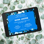 Blue Marble Star of David Custom Bar Bat Mitzvah Invitation<br><div class="desc">Perfect card to announce a bat mitzvah, bar mitzvah or other Jewish celebration! Hand made abstract art for you on the front and back side! FULLY CUSTOMIZABLE! Click on “Personalize” above to edit the text. Click "edit using design tool" to adjust the fonts, colours and placements and to delete the...</div>