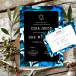 Blue Marble Star of David Custom Bar Bat Mitzvah Invitation<br><div class="desc">Perfect card to announce a bat mitzvah, bar mitzvah or other Jewish celebration! Hand made abstract art for you on the front and back side! FULLY CUSTOMIZABLE! Click on “Personalize” above to edit the text. Click "edit using design tool" to adjust the fonts, colours and placements and to delete the...</div>