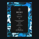 Blue Marble Star of David Custom Bar Bat Mitzvah Menu<br><div class="desc">Perfect menu card for a bat mitzvah, bar mitzvah or other Jewish celebration! Hand made abstract art for you on the front and back side! FULLY CUSTOMIZABLE! Click on “Personalize” above to edit the text. Click "edit using design tool" to adjust the fonts, colours and placements and to delete the...</div>