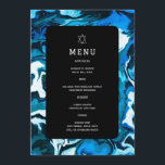 Blue Marble Star of David Custom Bar Bat Mitzvah Menu<br><div class="desc">Perfect menu card for a bat mitzvah, bar mitzvah or other Jewish celebration! Hand made abstract art for you on the front and back side! FULLY CUSTOMIZABLE! Click on “Personalize” above to edit the text. Click "edit using design tool" to adjust the fonts, colours and placements and to delete the...</div>