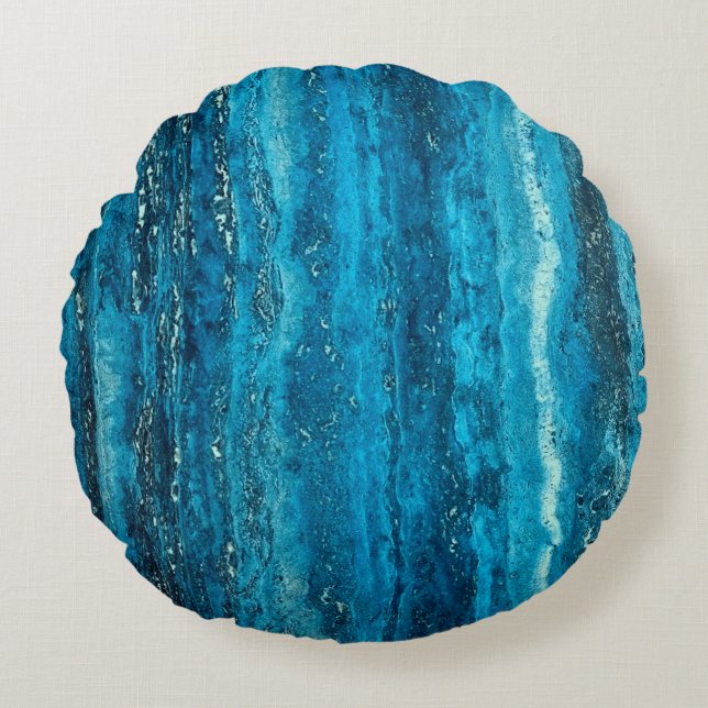 Blue marble stone round pillow (Front)