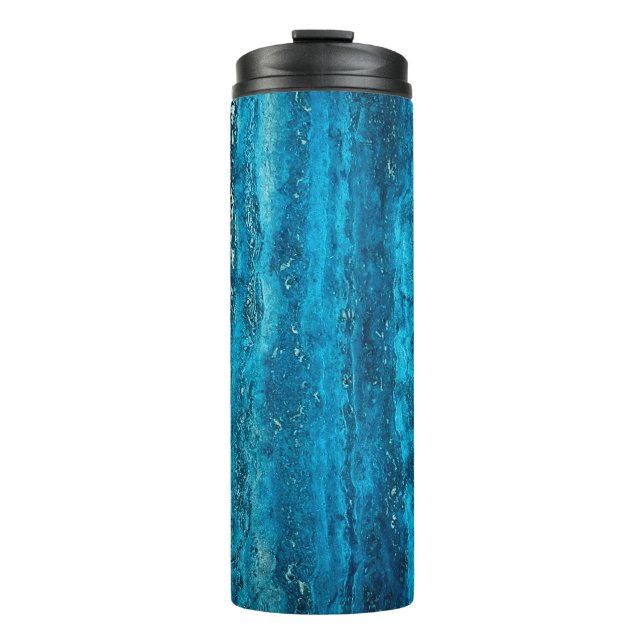 Blue marble stone thermal tumbler (Front)