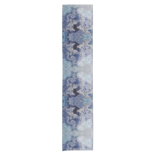 Blue Marble Stone Winter Christmas Print Pattern I Short Table Runner
