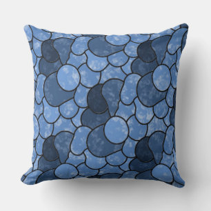 Blue Marble Stones Abstract Pattern Throw Pillow