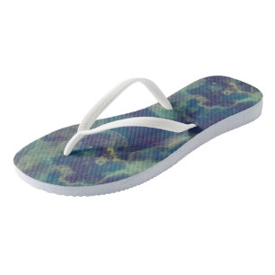 Blue Marble Swirl Abstract Flip Flops