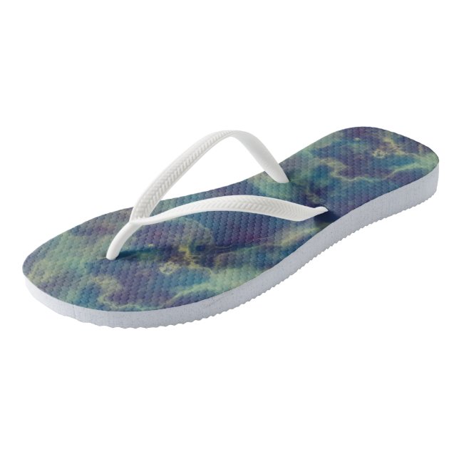 Blue Marble Swirl Abstract Flip Flops (Angled)