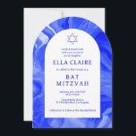 Blue Marble Swirls Star David Bar Bat Mitzvah Arch Invitation<br><div class="desc">Perfect card to announce a bat mitzvah, bar mitzvah or other Jewish celebration! Hand made watercolor swirl art for you on the front and back side! FULLY CUSTOMIZABLE! Click on “Personalize” above to edit the text. Click "edit using design tool" to adjust the fonts, colours and placements and to delete...</div>