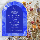 Blue Marble Swirls Star David Bar Bat Mitzvah Arch Invitation<br><div class="desc">Perfect card to announce a bat mitzvah, bar mitzvah or other Jewish celebration! Hand made watercolor swirl art for you on the front and back side! FULLY CUSTOMIZABLE! Click on “Personalize” above to edit the text. Click "edit using design tool" to adjust the fonts, colours and placements and to delete...</div>