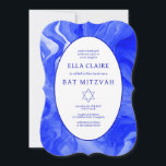 Blue Marble Swirls Star of David Bar Bat Mitzvah Invitation<br><div class="desc">Perfect card to announce a bat mitzvah, bar mitzvah or other Jewish celebration! Hand made watercolor swirl art for you on the front and back side! FULLY CUSTOMIZABLE! Click on “Personalize” above to edit the text. Click "edit using design tool" to adjust the fonts, colours and placements and to delete...</div>