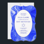 Blue Marble Swirls Star of David Bar Bat Mitzvah Invitation<br><div class="desc">Perfect card to announce a bat mitzvah, bar mitzvah or other Jewish celebration! Hand made watercolor swirl art for you on the front and back side! FULLY CUSTOMIZABLE! Click on “Personalize” above to edit the text. Click "edit using design tool" to adjust the fonts, colours and placements and to delete...</div>