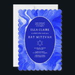 Blue Marble Swirls Star of David Bar Bat Mitzvah Invitation<br><div class="desc">Perfect card to announce a bat mitzvah, bar mitzvah or other Jewish celebration! Hand made watercolor swirl art for you on the front and back side! FULLY CUSTOMIZABLE! Click on “Personalize” above to edit the text. Click "edit using design tool" to adjust the fonts, colours and placements and to delete...</div>
