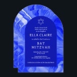 Blue Marble Swirls Star QR Bar Bat Mitzvah Arch Invitation<br><div class="desc">Perfect card to announce a bat mitzvah, bar mitzvah or other Jewish celebration! Hand made watercolor swirl art for you on the front and back side! FULLY CUSTOMIZABLE! Click on “Personalize” above to edit the text. Click "edit using design tool" to adjust the fonts, colours and placements and to add...</div>