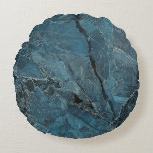 blue marble texture background, Italian marbel wit Round Pillow