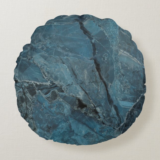 blue marble texture background, Italian marbel wit Round Pillow (Front)